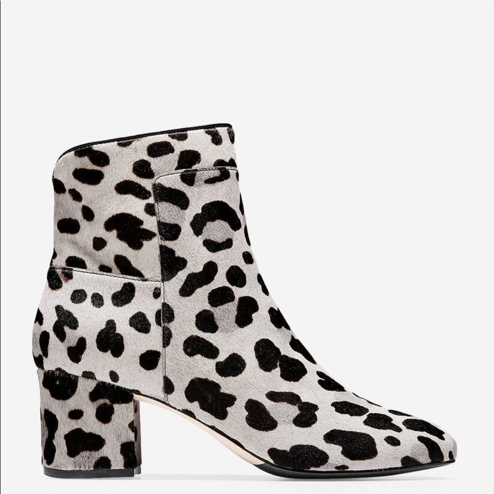 New Cole Haan Arden Grand Bootie 6.5 black white shoe boot calf hair animal - Picture 2 of 8